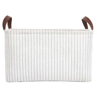 Lot de 3 paniers de rangement en tissu côtelé - Blanc