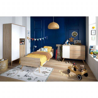 Lit enfant Seventies - Sauthon - 90 x 190 cm - Blanc et marron