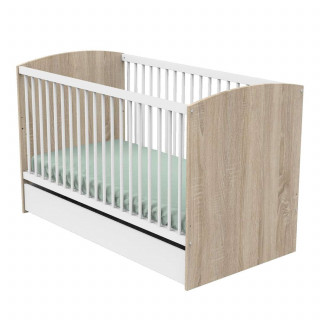 Lit bébé évolutif Access Bois - Sauthon - 70 x 140 cm - Blanc et marron