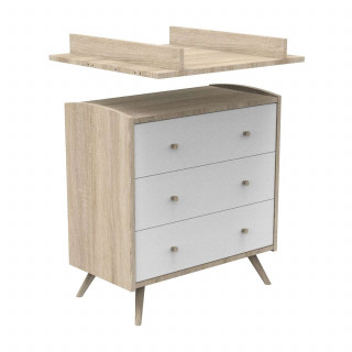 Commode 3 tiroirs Access Bois - Sauthon - Blanc et marron