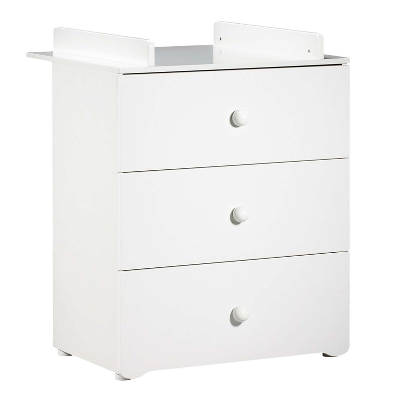 Commode 3 tiroirs Basic avec dispositif à langer - Sauthon - Blanc