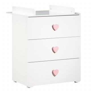 Commode 3 tiroirs Basic avec dispositif à langer - Sauthon - Rose