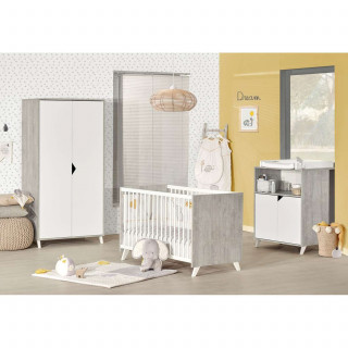 Lit bébé Scandi - Sauthon - 60 x 120 cm - Blanc et gris