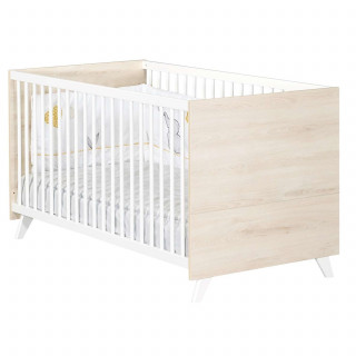 Lit bébé évolutif Scandi - Sauthon - 70 x 140 cm - Blanc et marron