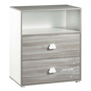 Commode 2 tiroirs et 1 niche Smile - Sauthon - Gris