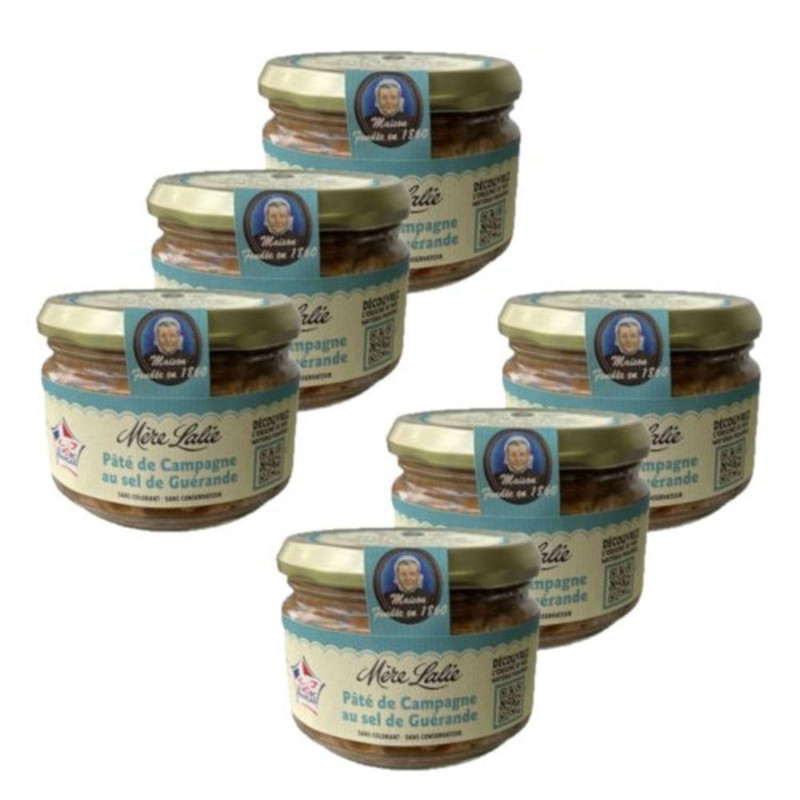 Lot 6x Pâté de campagne au sel de Guérande - Pot 180g