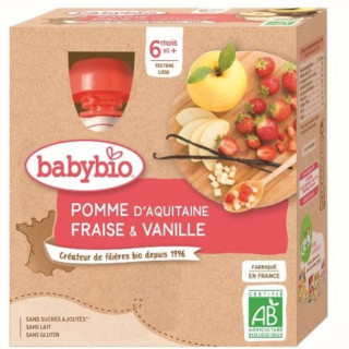 Lot 6x Gourde pomme, fraise et vanille BIO - 4x90g - Pack 360g