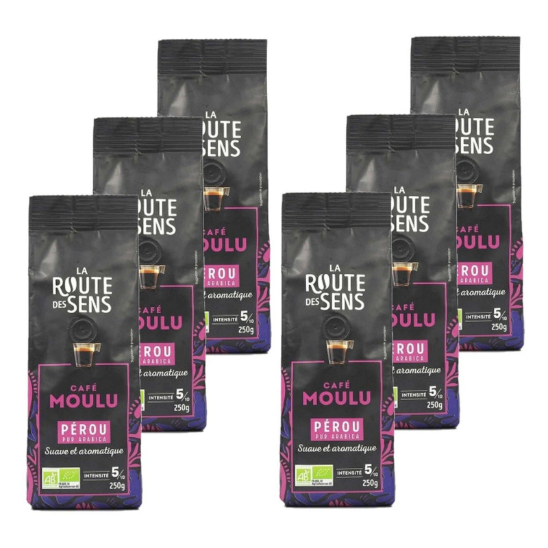 Lot 6x Café moulu Pérou BIO - Sachet 250g