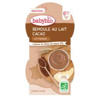 Lot 12x Bol semoule au lait cacao BIO - 2x100g - Pack 200g