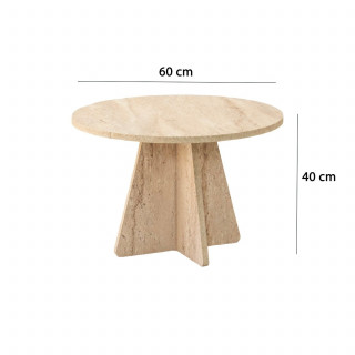 Table basse ronde effet travertin VALENCE - Beige