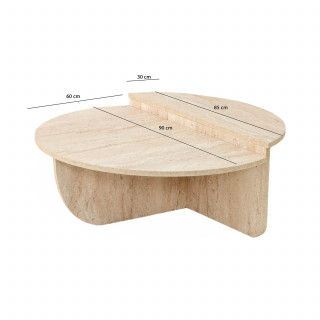 Table basse ronde grand format effet travertin - Beige