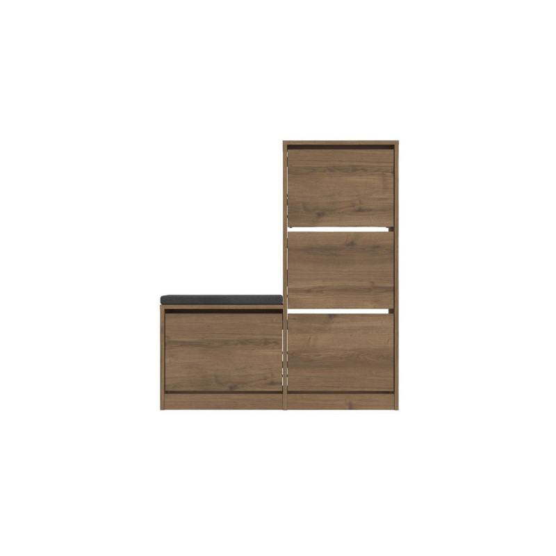Meuble à chaussures avec banc - Marron foncé et gris Meuble à chaussures avec banc - Marron foncé et gris
