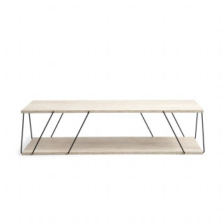 Table basse contemporaine effet travertin - Beige