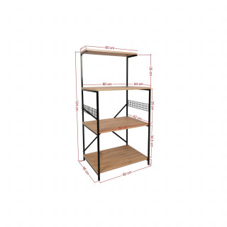 Etagère métal et bois pour cuisine - Marron et noir