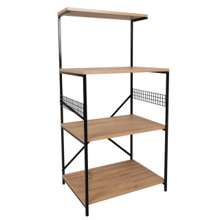 Etagère métal et bois pour cuisine - Marron et noir