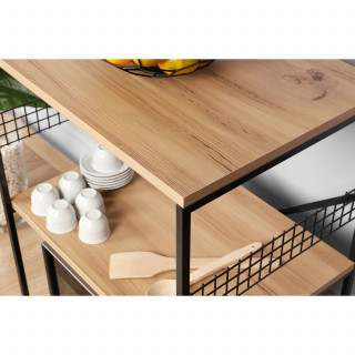 Etagère métal et bois pour cuisine - Marron et noir