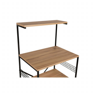 Etagère métal et bois pour cuisine - Marron et noir