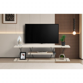 Meuble TV effet travertin CANAZ - Beige