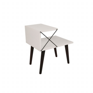 Table d'appoint en bois et métal NINO - Blanc et noir