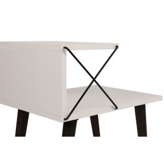 Table d'appoint en bois et métal NINO - Blanc et noir