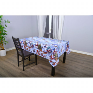 Nappe en toile cirée rectangulaire NEIGE - 140 x 250 cm - Bleu