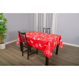 Nappe en toile cirée rectangulaire RENNES - 140 x 250 cm - Rouge