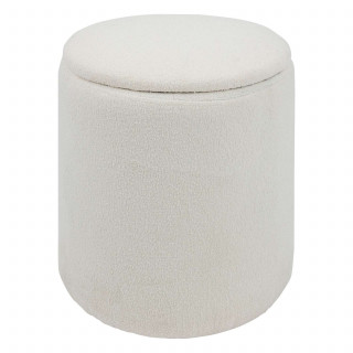 Pouf de rangement en bouclette - Blanc