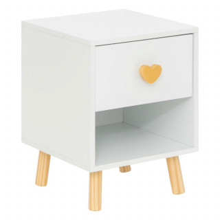 Table de chevet 1 tiroir en bois AMOUR - Blanc