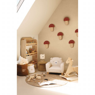 Lampe à suspendre CHAMPIGNON - H. 23 cm - Rouge et beige