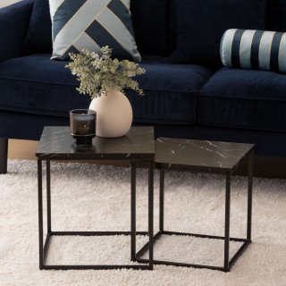 Duo de tables d'appoint effet marbre - Noir