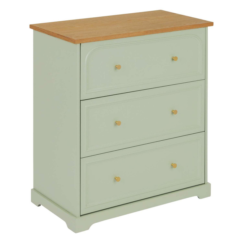 Commode 3 tiroirs en bois MOHEA - Vert céladon