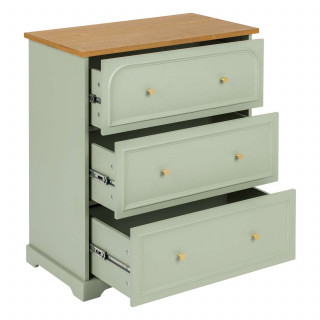 Commode 3 tiroirs en bois MOHEA - Vert céladon