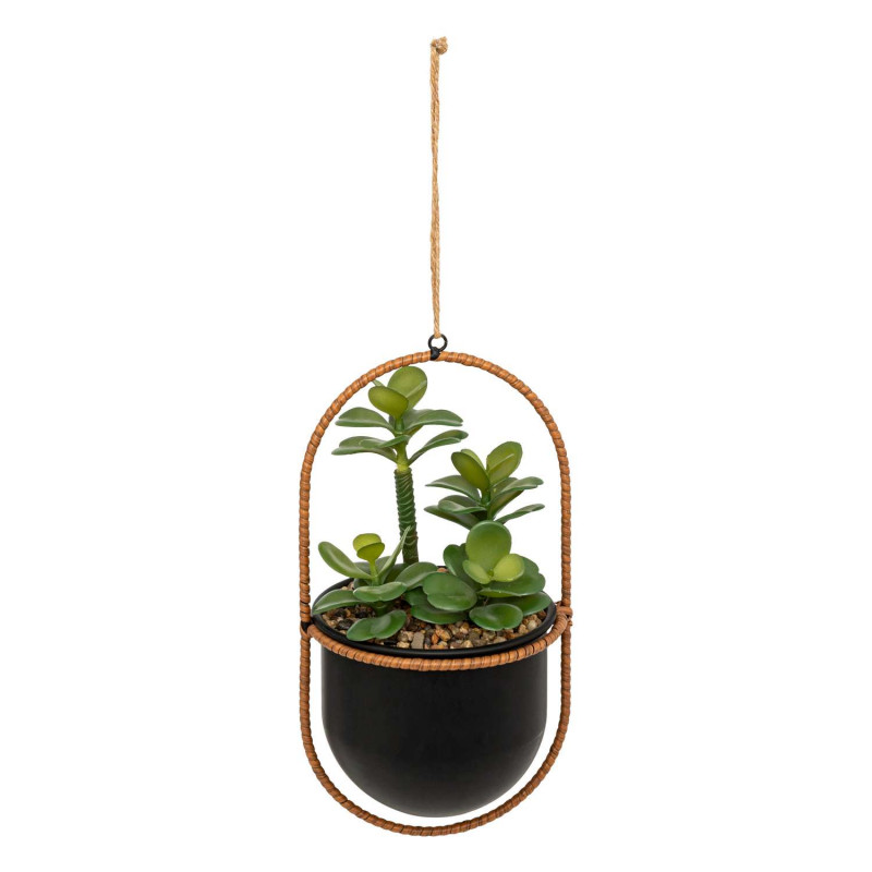 Plante suspendue avec pot en métal - H. 31 cm