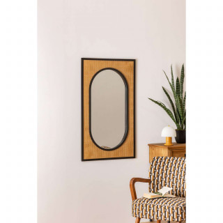 Miroir en cannage - 65 x 107 cm - Noir