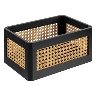 Lot de 2 cagettes en cannage - Beige et Noir