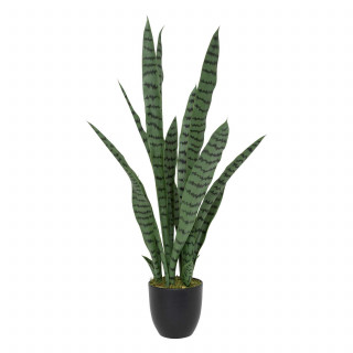 Sansevieria artificielle avec pot plastique - H. 90 cm - Vert