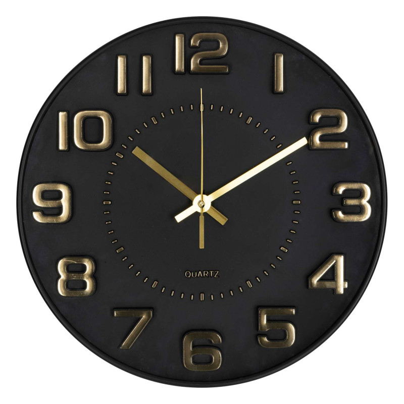 Horloge chiffres 3D - Diam 30 cm - Noir