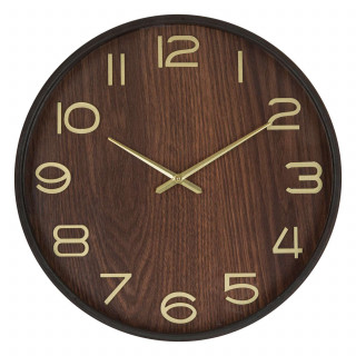 Horloge en bois - Diam 38 cm - Marron foncé