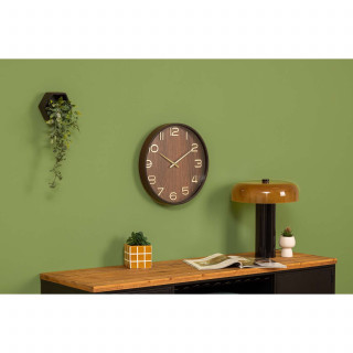 Horloge en bois - Diam 38 cm - Marron foncé