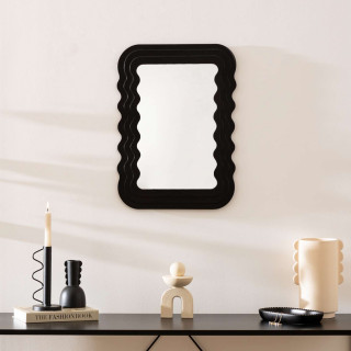 Miroir en bois VAGUES - 40 x 55 cm - Noir