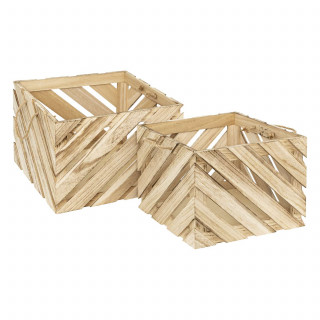 Ensemble de 2 caisses en bois - Beige