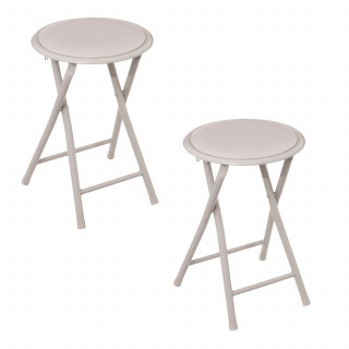 Lot de 2 tabourets d'appoint pliables en PVC - Beige