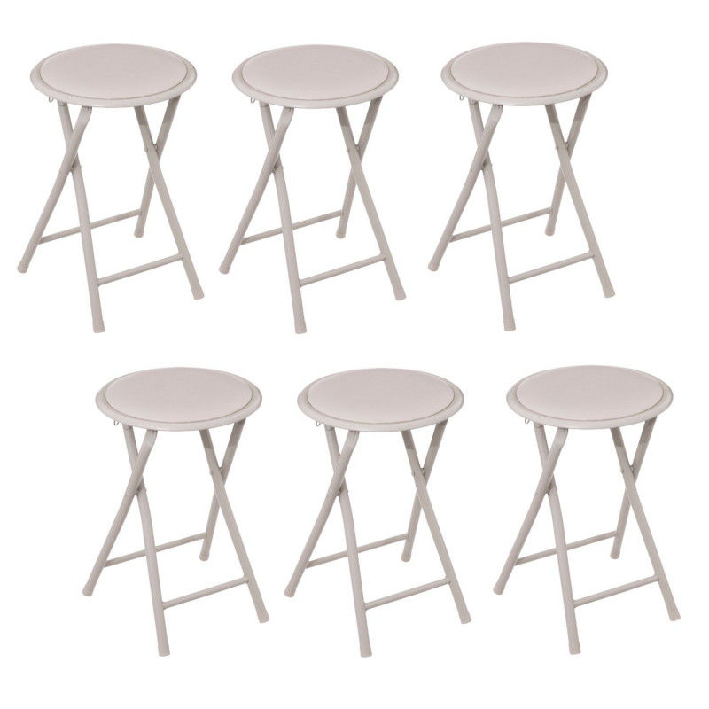 Lot de 6 tabourets d'appoint pliables en PVC - Beige