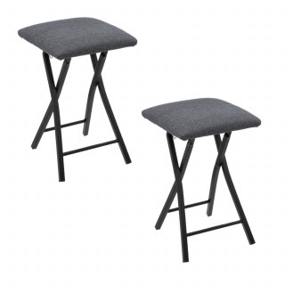 Lot de 2 tabourets d'appoint pliables confort - Gris