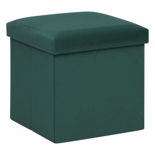 Pouf de rangement pliable en velours - Vert cèdre