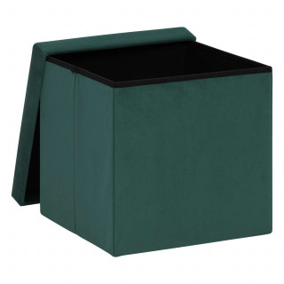 Pouf de rangement pliable en velours - Vert cèdre