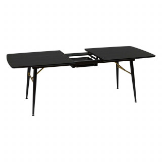 Table à manger extensible en bois pour 6 à 8 personnes AUBREY - Noir