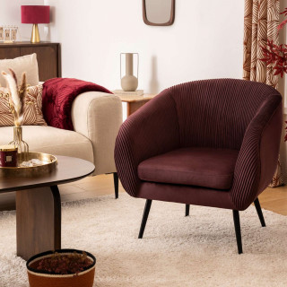 Fauteuil en velours SOLARO - Prune