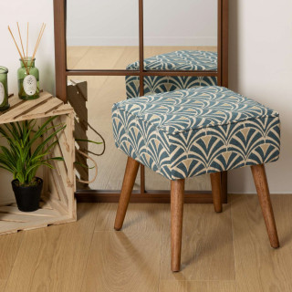 Tabouret d'appoint en tissu jacquard CHIARA - Bleu