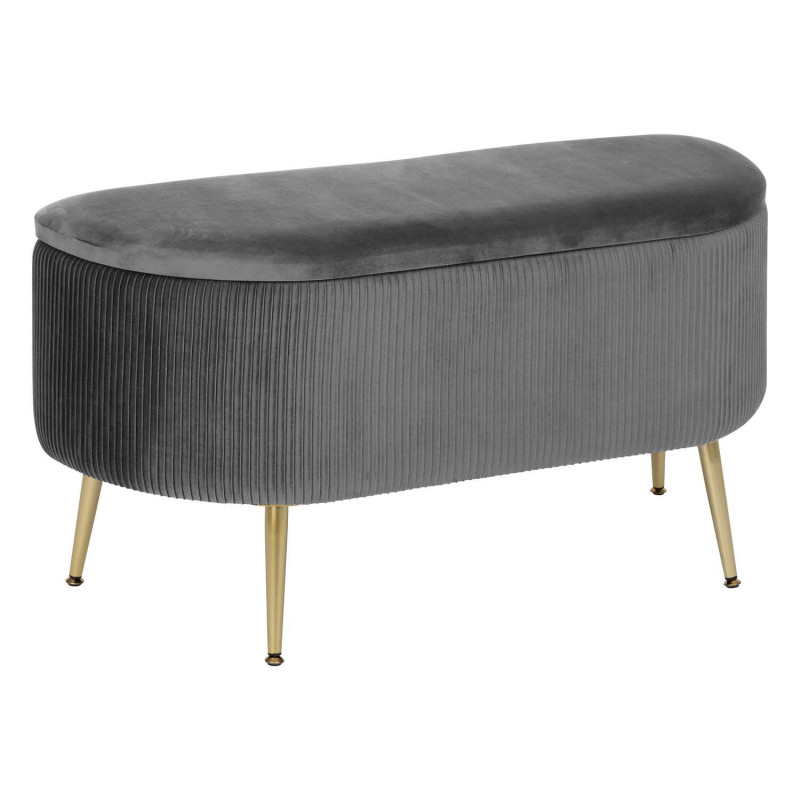 Banc de rangement en velours SOLARO - Gris